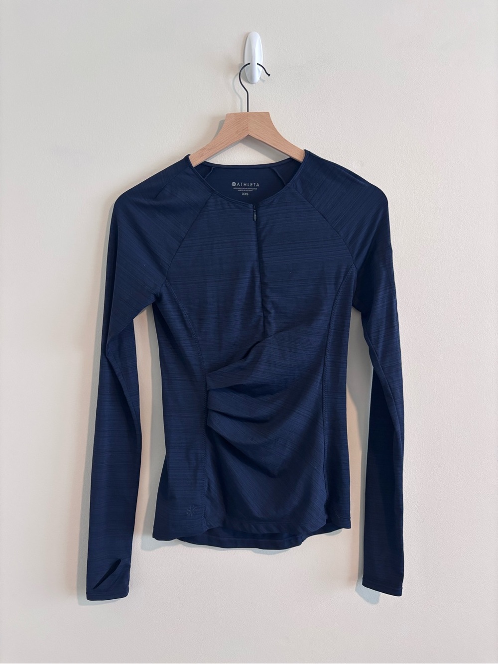 Athleta Navy Half-Zip Long Sleeve Performance Tee